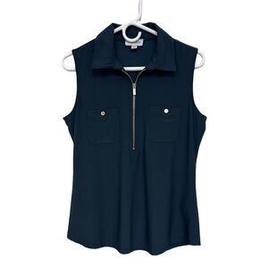 Carmen Marc Valvo Sleeveless Zip Polo Top Women’s Medium